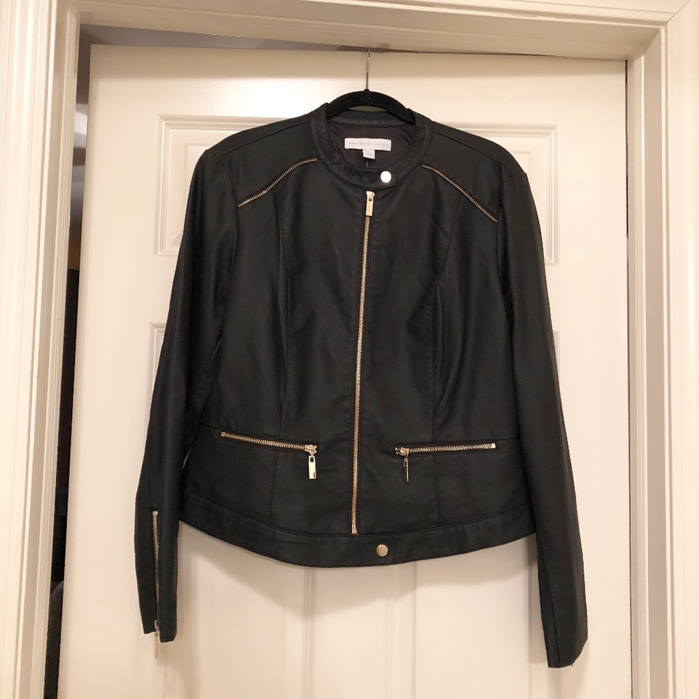 BNWT Sz XL NY & Company Faux Leather Moto Jacket